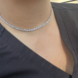 18CT EMERALD LAB TENNIS NECKLACE