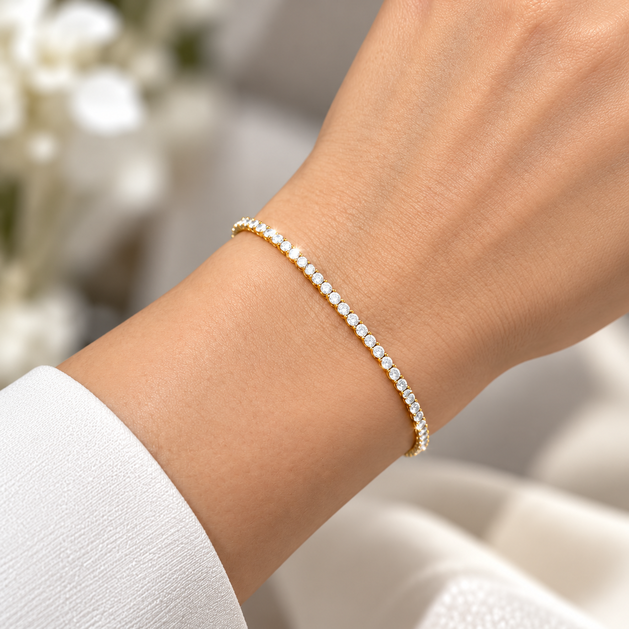 1.31ctw Lab Tennis bracelet in 14K yellow gold - Image 1