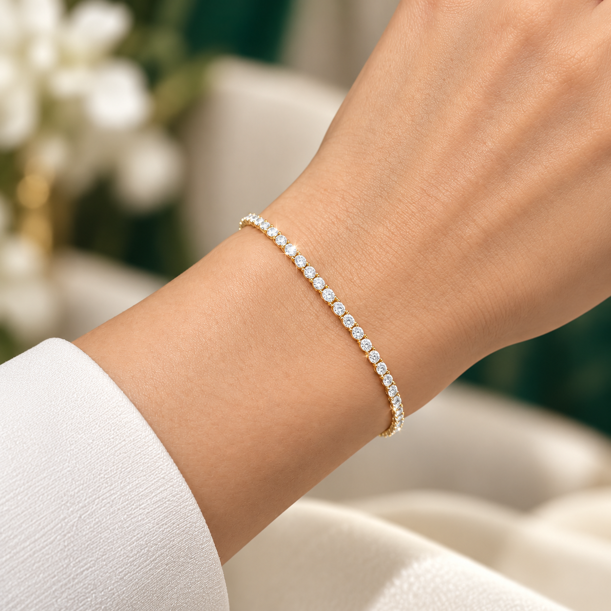 1.31ctw Lab Tennis bracelet in 14K yellow gold - Image 2
